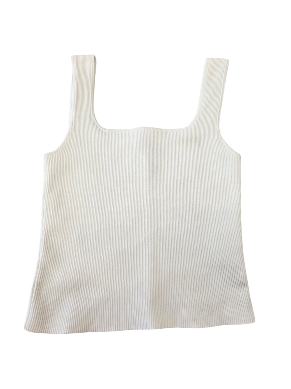 Reformation White Ribbed Square Neck Tank